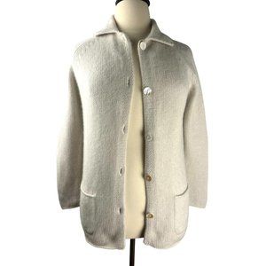 Feminine Joe Taft 100% Cream Cashmere Cardigan Sweater, Women's 38, Small/Medium